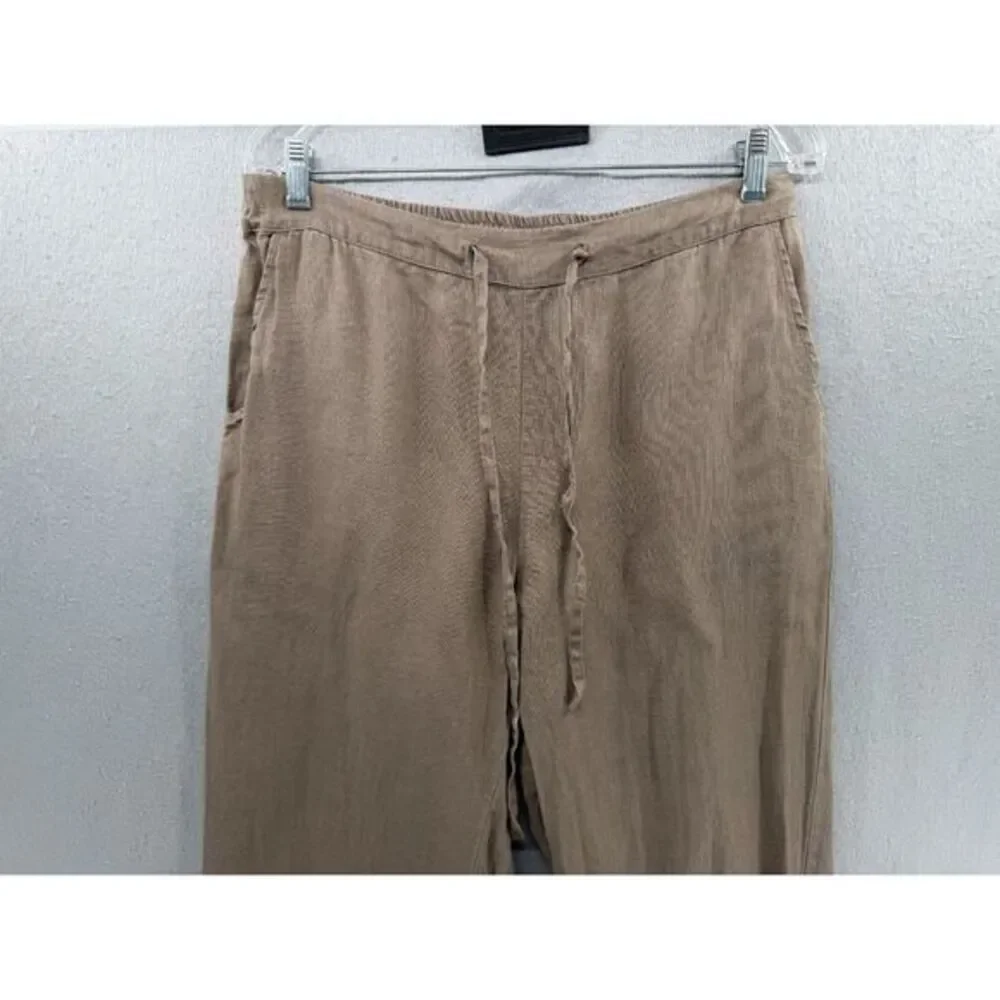 XIMO Pants Womens Size L Brown 100% Linen Jogger‎ Minimalist Neutral Lagenlook